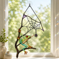 Red-Eyed Tree Frog & Spider Web Holographic Acrylic Suncatcher