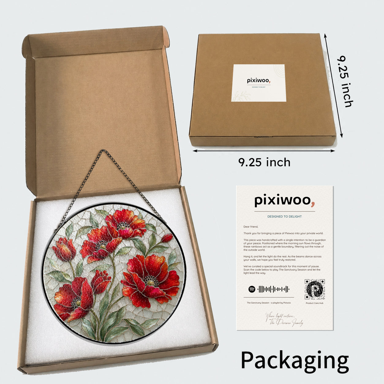 Red poppy suncatcher lifestyle view