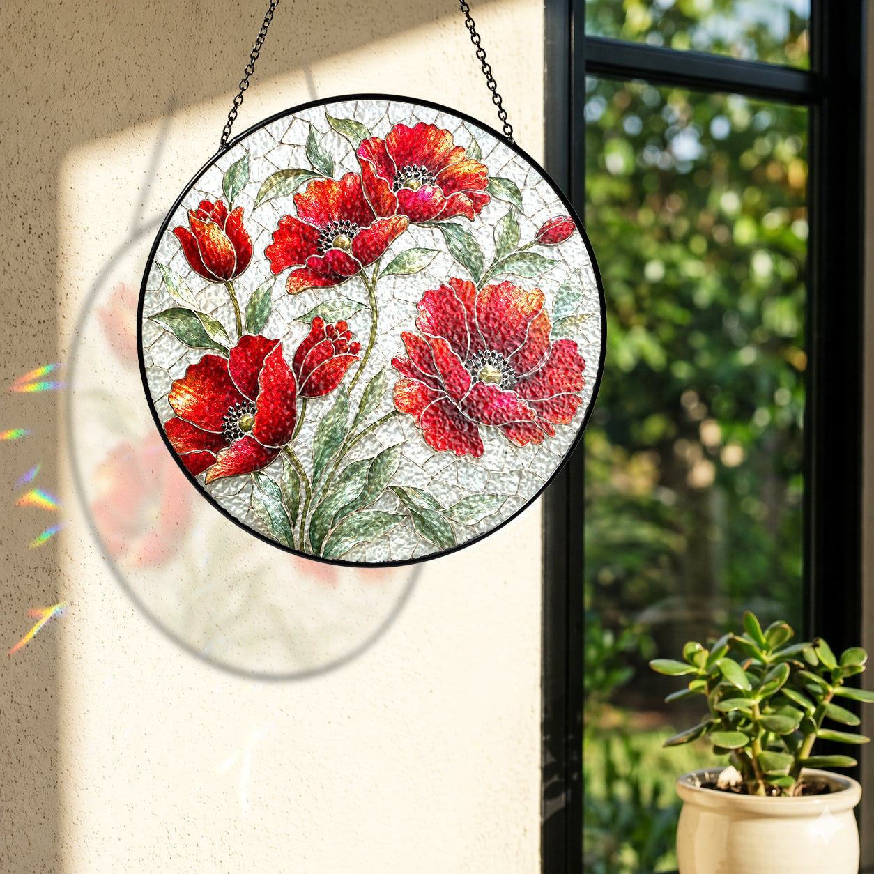 Red poppy suncatcher size reference