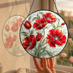 Red poppy stained glass suncatcher gift packaging