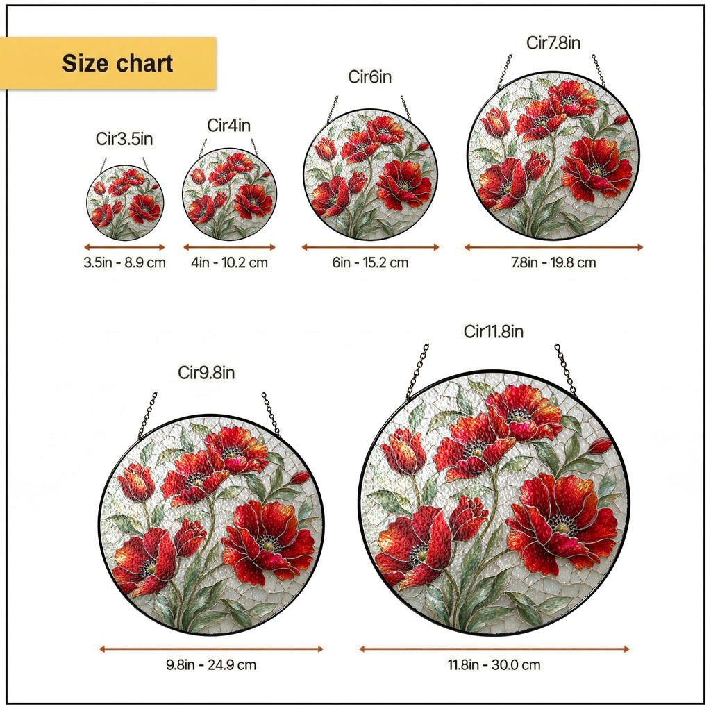 Red poppy suncatcher in Pixiwoo gift box with protective foam