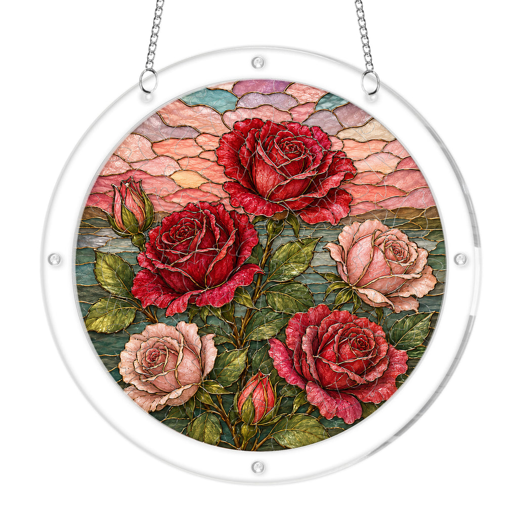 Red Rose Acrylic Puzzle Suncatcher