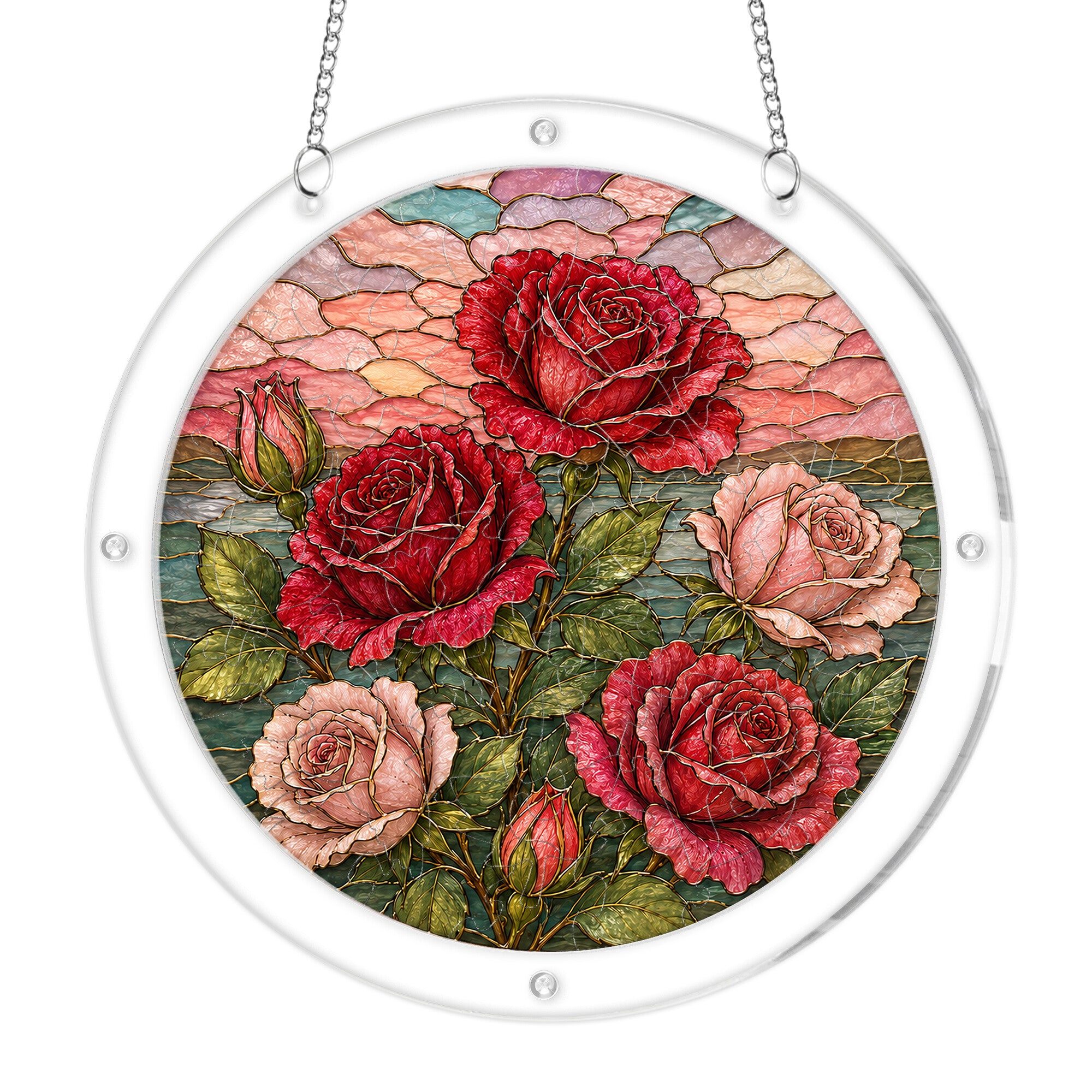 Red Rose Acrylic Puzzle Suncatcher