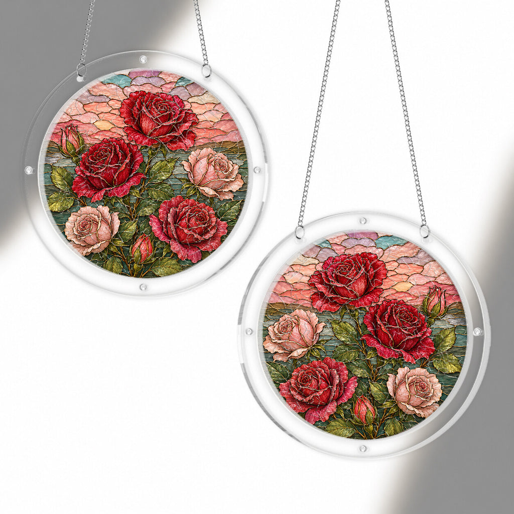 Red Rose Acrylic Puzzle Suncatcher