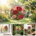 Red Rose Acrylic Puzzle Suncatcher
