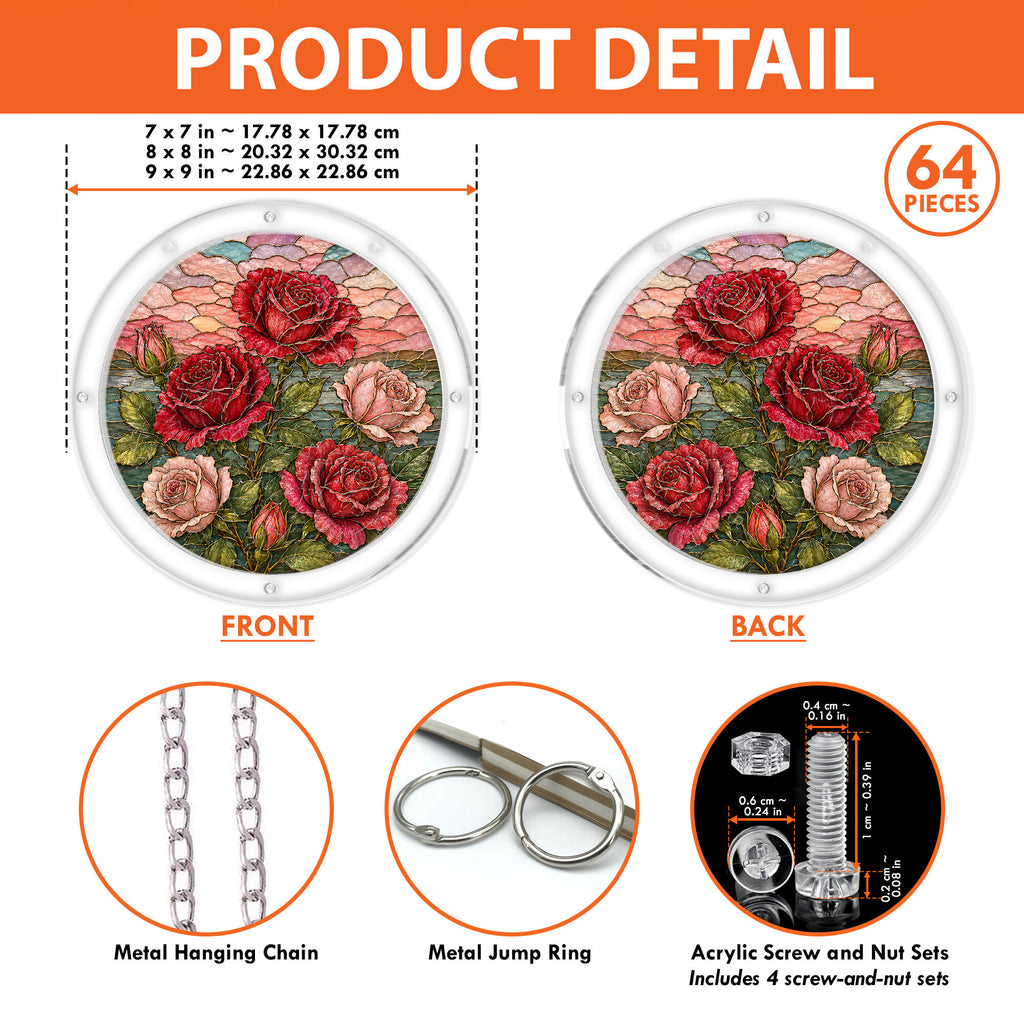 Red Rose Acrylic Puzzle Suncatcher