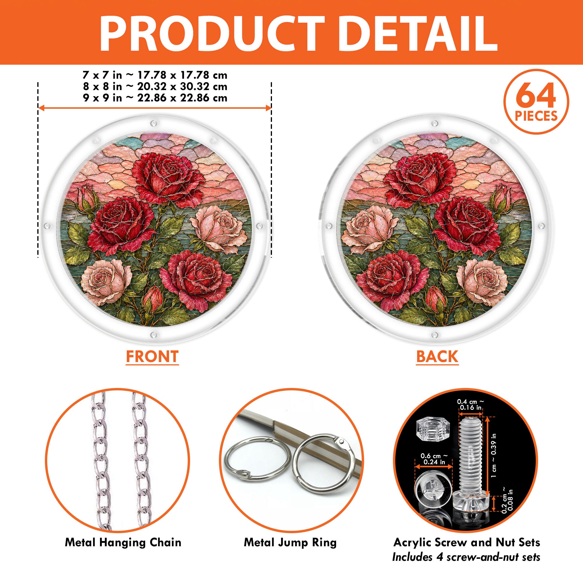 Red Rose Acrylic Puzzle Suncatcher