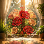 Red Rose Acrylic Puzzle Suncatcher