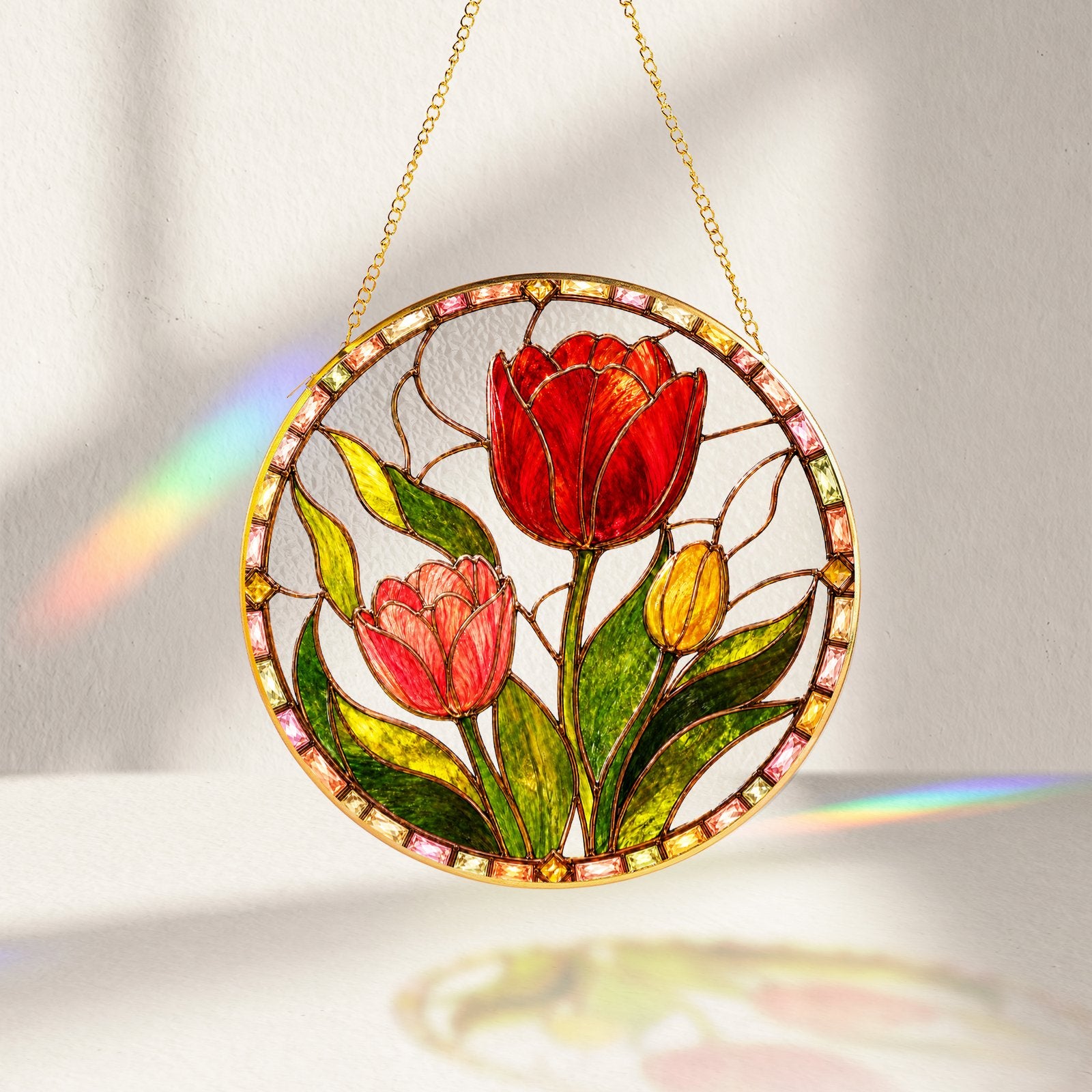 Red tulip suncatcher view 10