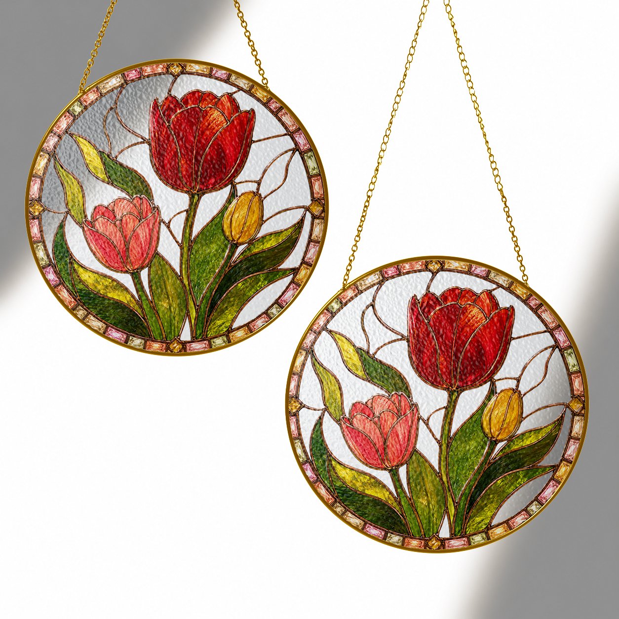 Red tulip suncatcher view 12
