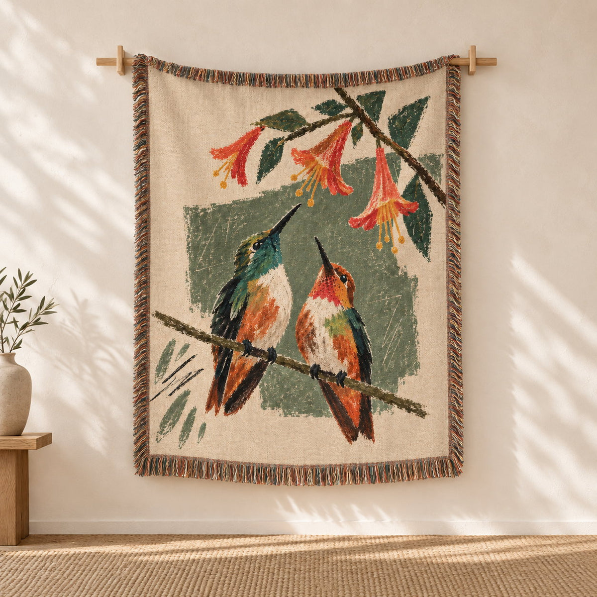 Personalized Rest Your Wings Hummingbird Couple Woven Blanket