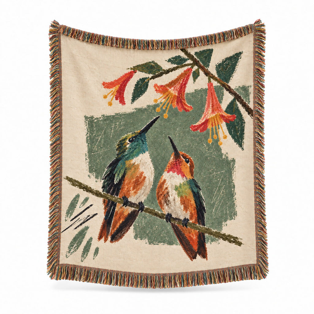 Personalized Rest Your Wings Hummingbird Couple Woven Blanket