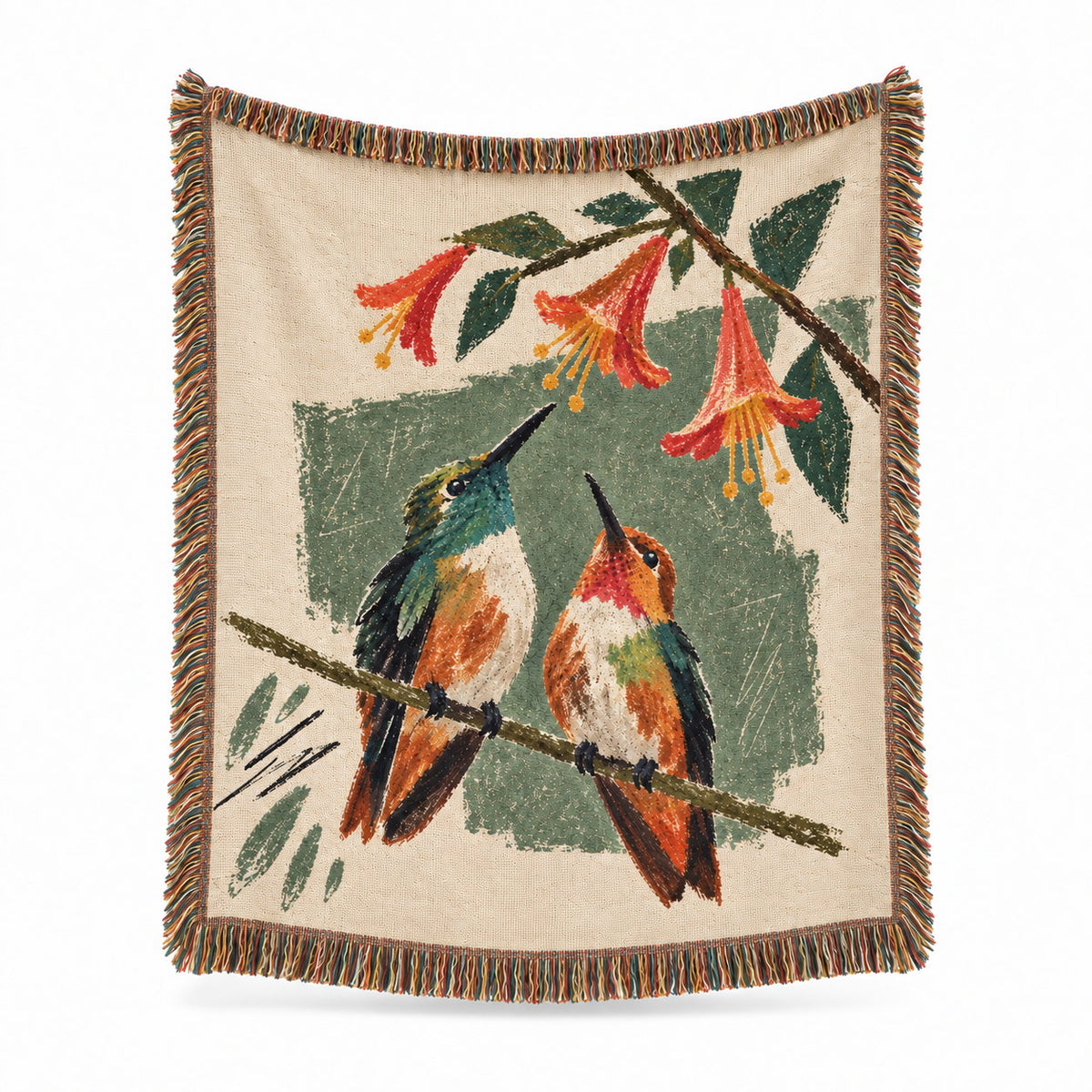 Personalized Rest Your Wings Hummingbird Couple Woven Blanket