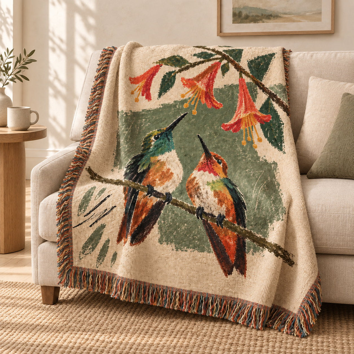 Personalized Rest Your Wings Hummingbird Couple Woven Blanket