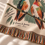 Personalized Rest Your Wings Hummingbird Couple Woven Blanket