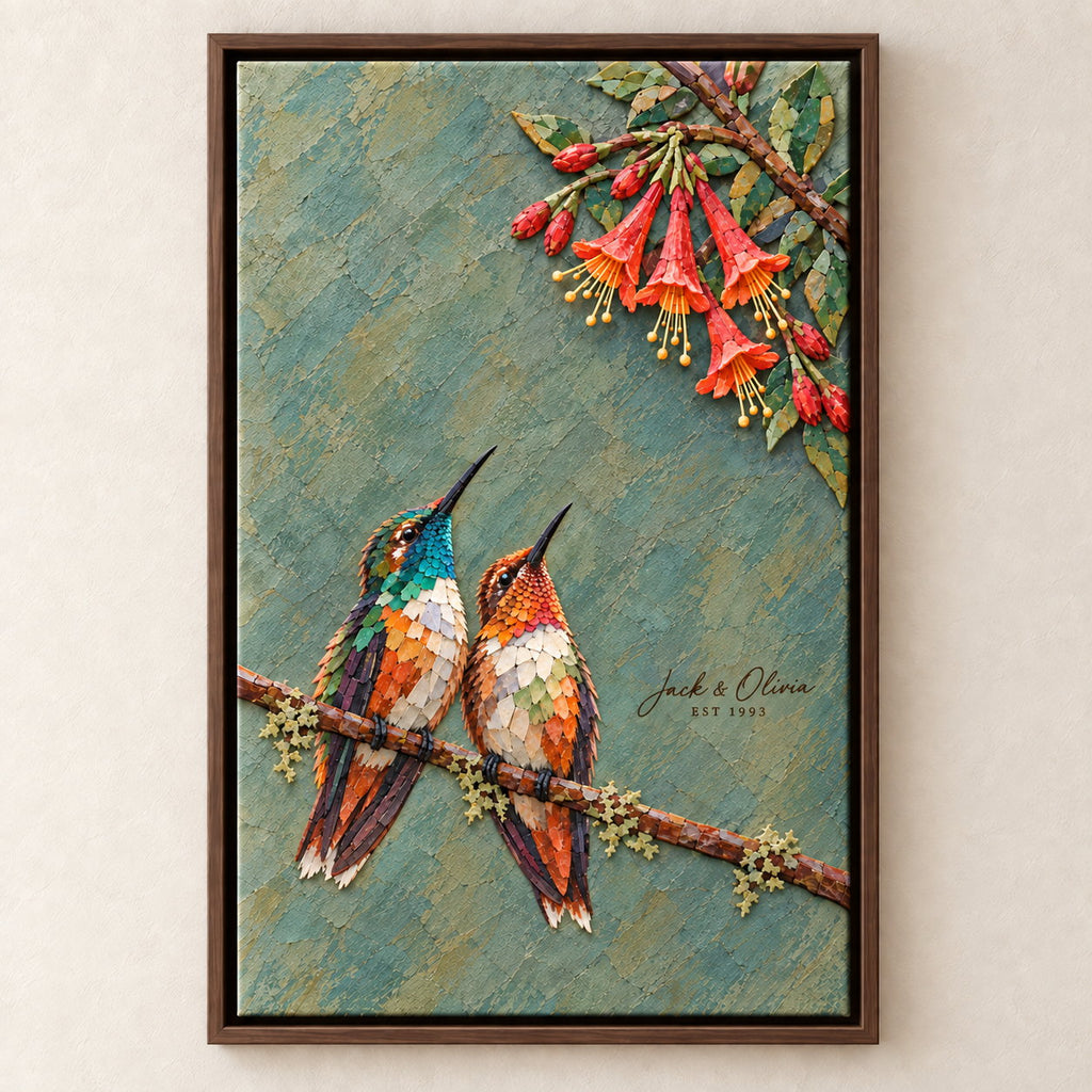 Personalized Rest Your Wings Hummingbird Couple Canvas Wall Art