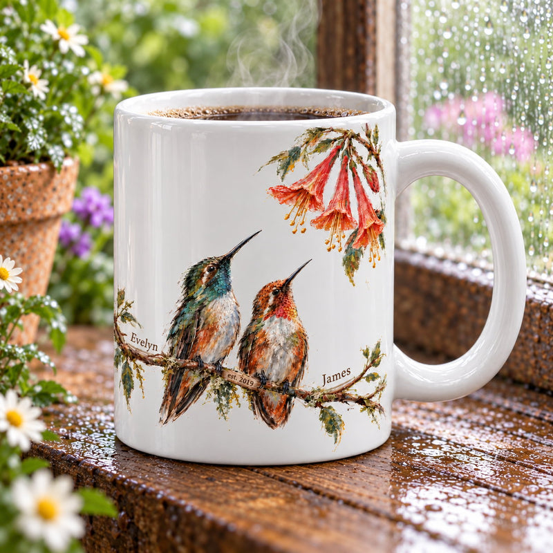Personalized Rest Your Wings Hummingbird Couple Mug