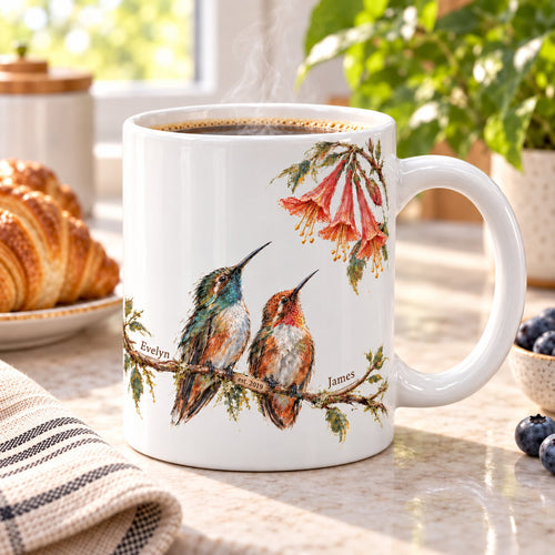 Personalized Rest Your Wings Hummingbird Couple Mug