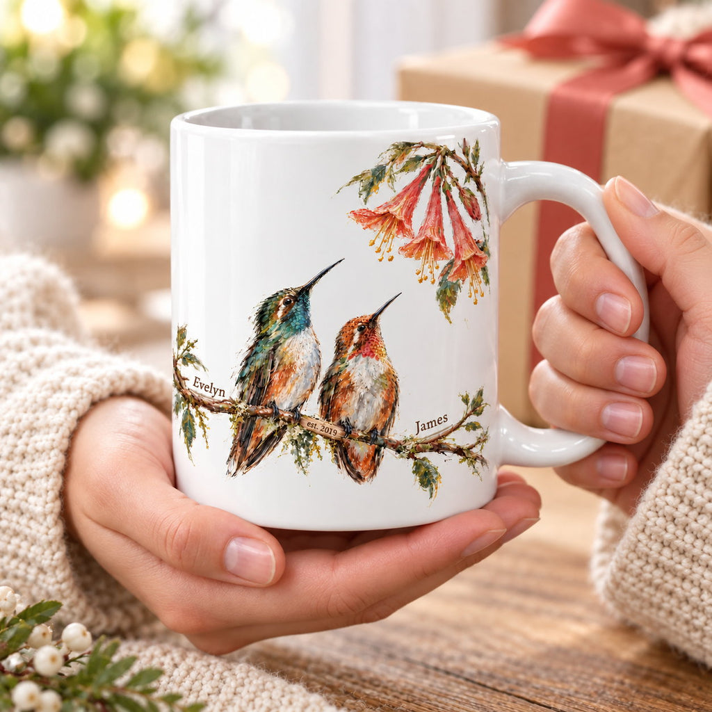 Personalized Rest Your Wings Hummingbird Couple Mug
