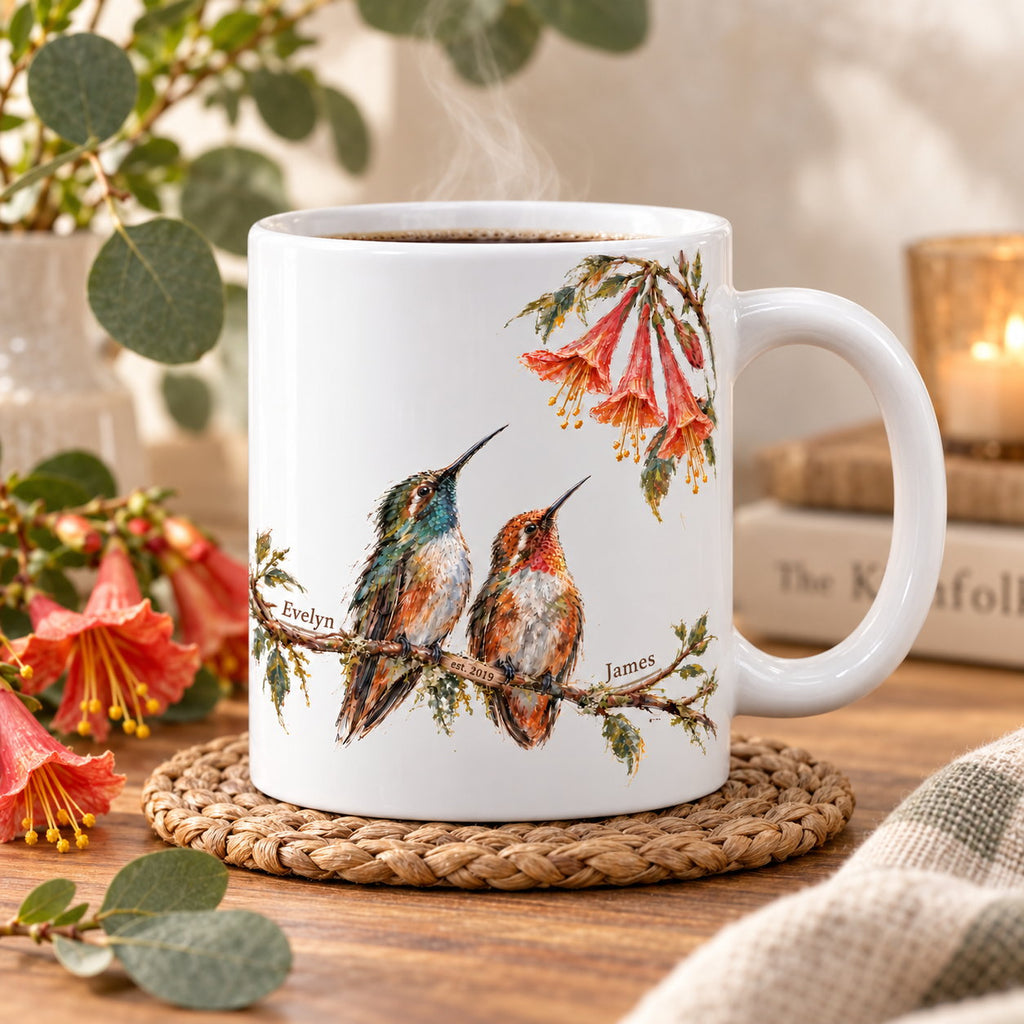 Personalized Rest Your Wings Hummingbird Couple Mug