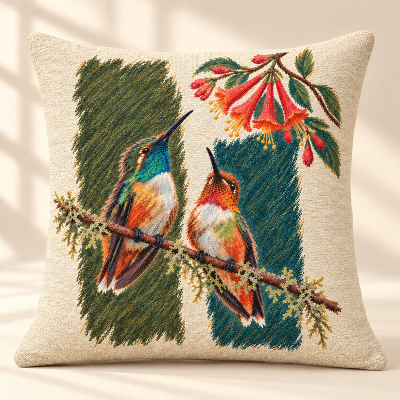 Personalized Rest Your Wings Hummingbird Couple Woven Throw Pillow