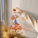 Robin and orange trumpet flower holographic suncatcher as a bird and garden lover gift idea