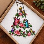 Rose & Butterfly Christmas Tree Holographic Acrylic Suncatcher