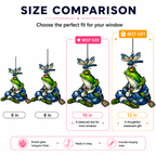 Samurai Frog with Dragonfly Holographic Acrylic Suncatcher