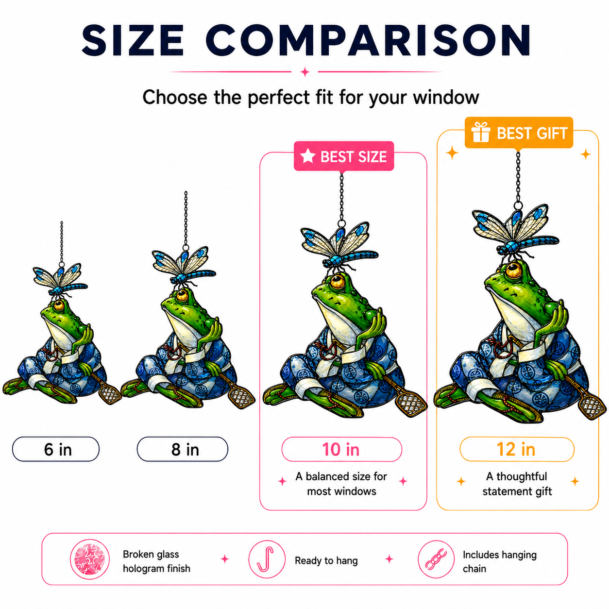 Samurai Frog with Dragonfly Holographic Acrylic Suncatcher
