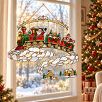 Santa Christmas Train on the Clouds Holographic Acrylic Suncatcher