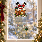 Santa Stuck in the Chimney Holographic Acrylic Suncatcher with Hanging Charms