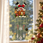 Santa Stuck in the Chimney Holographic Acrylic Suncatcher with Hanging Charms