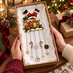Santa Stuck in the Chimney Holographic Acrylic Suncatcher with Hanging Charms