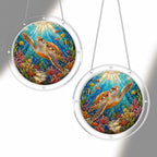 Sea turtle acrylic puzzle suncatcher, colorful DIY ocean window decor