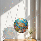 Sea turtle acrylic puzzle suncatcher, colorful DIY ocean window decor