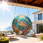 Sea turtle acrylic puzzle suncatcher, colorful DIY ocean window decor
