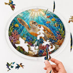 Sea turtle acrylic puzzle suncatcher, colorful DIY ocean window decor