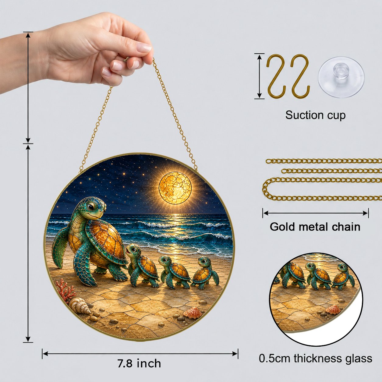 Sea turtle family beach suncatcher - view 2