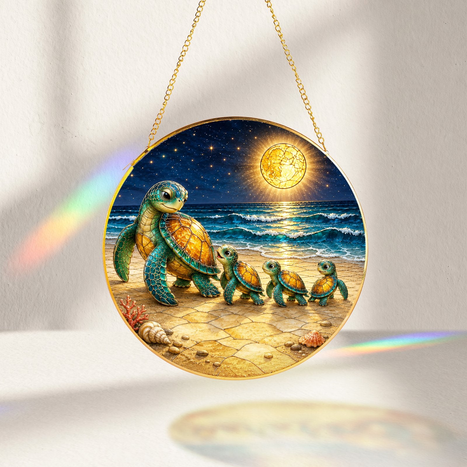 Sea turtle family beach suncatcher clean product view