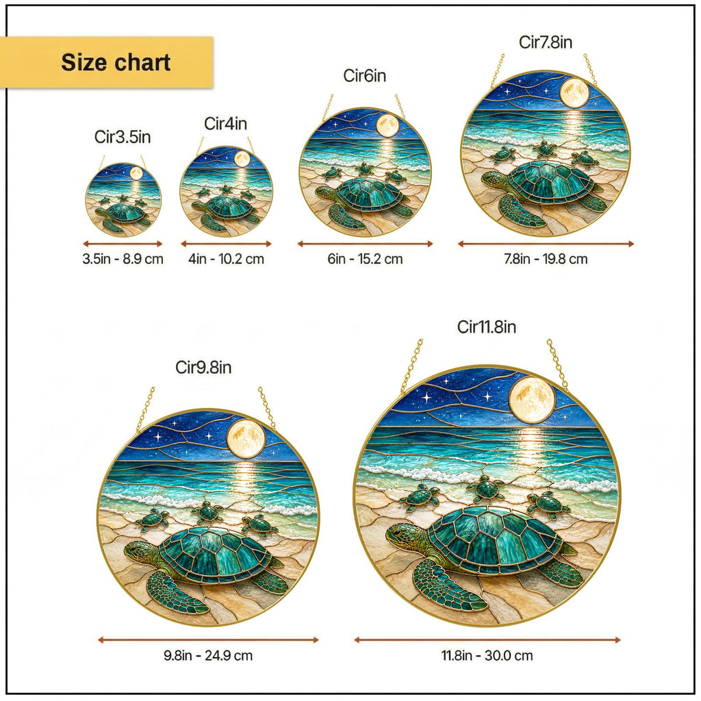Sea turtle family full moon suncatcher - view 6