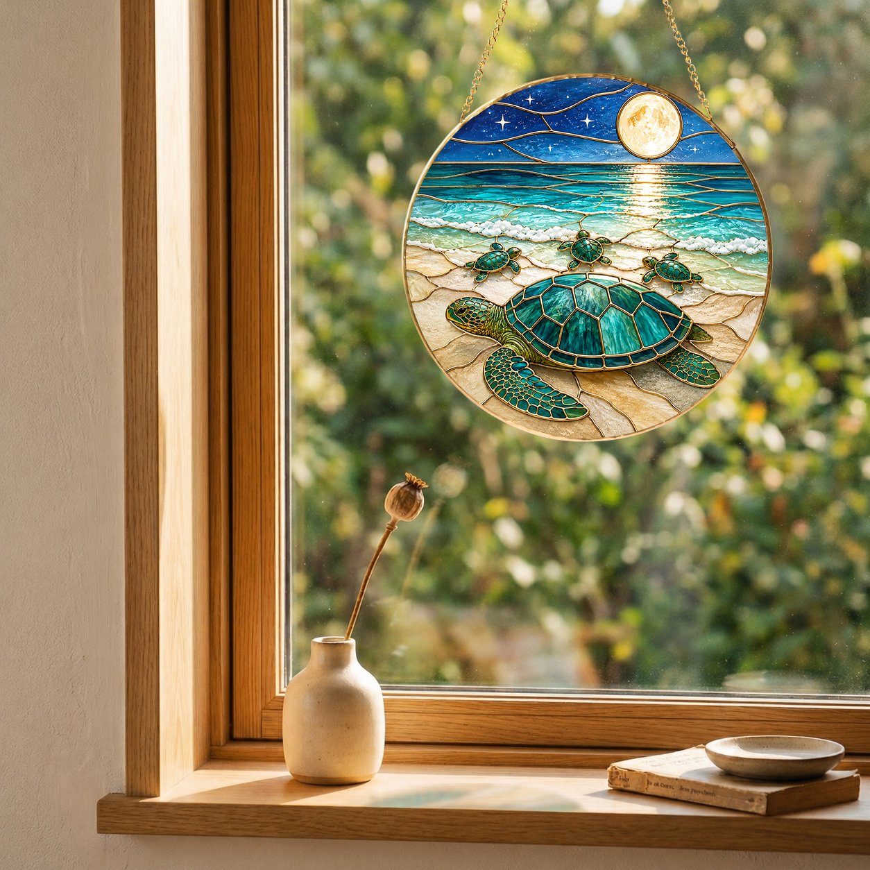 Sea turtle family full moon suncatcher - view 9