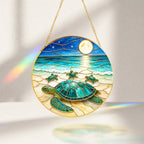 Sea turtle family full moon suncatcher clean product view