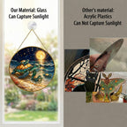 Real glass sea turtle suncatcher compared with acrylic