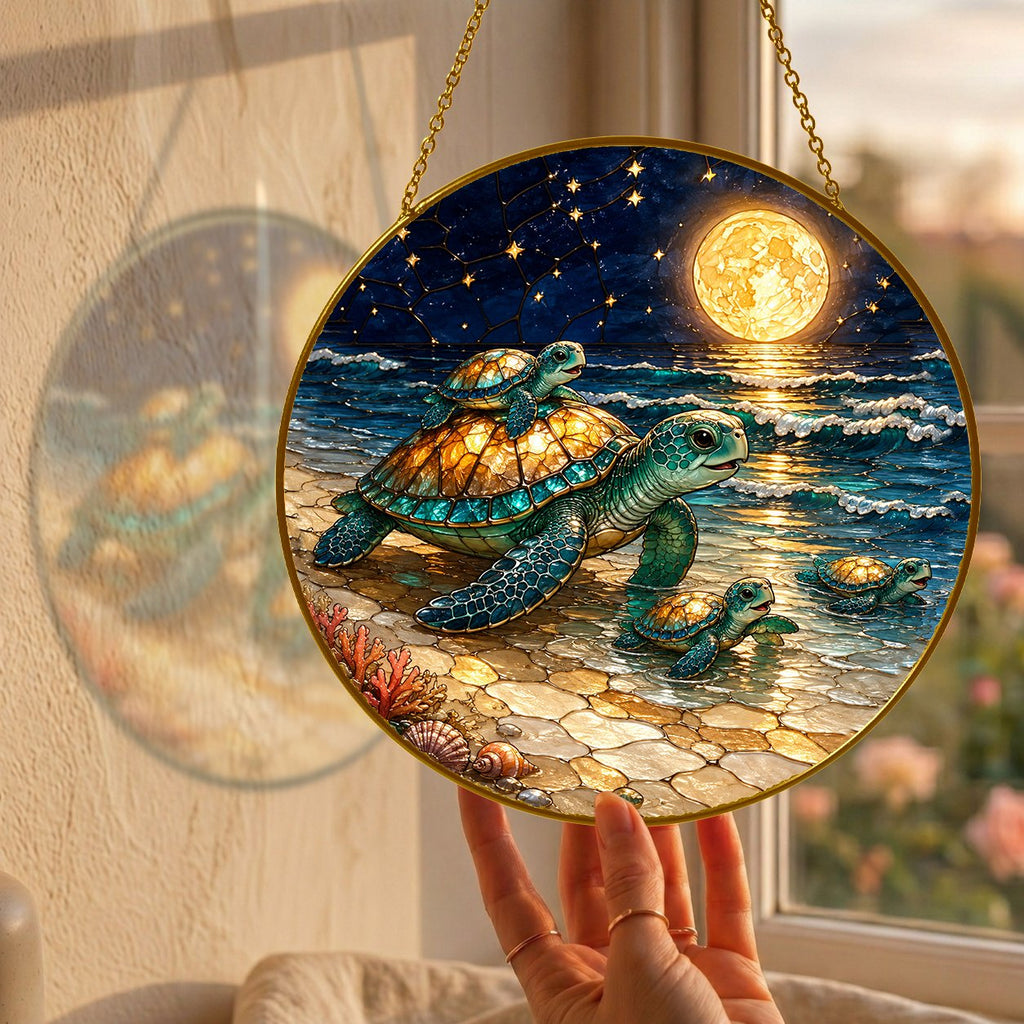 Sea turtle mom and babies suncatcher - view 7