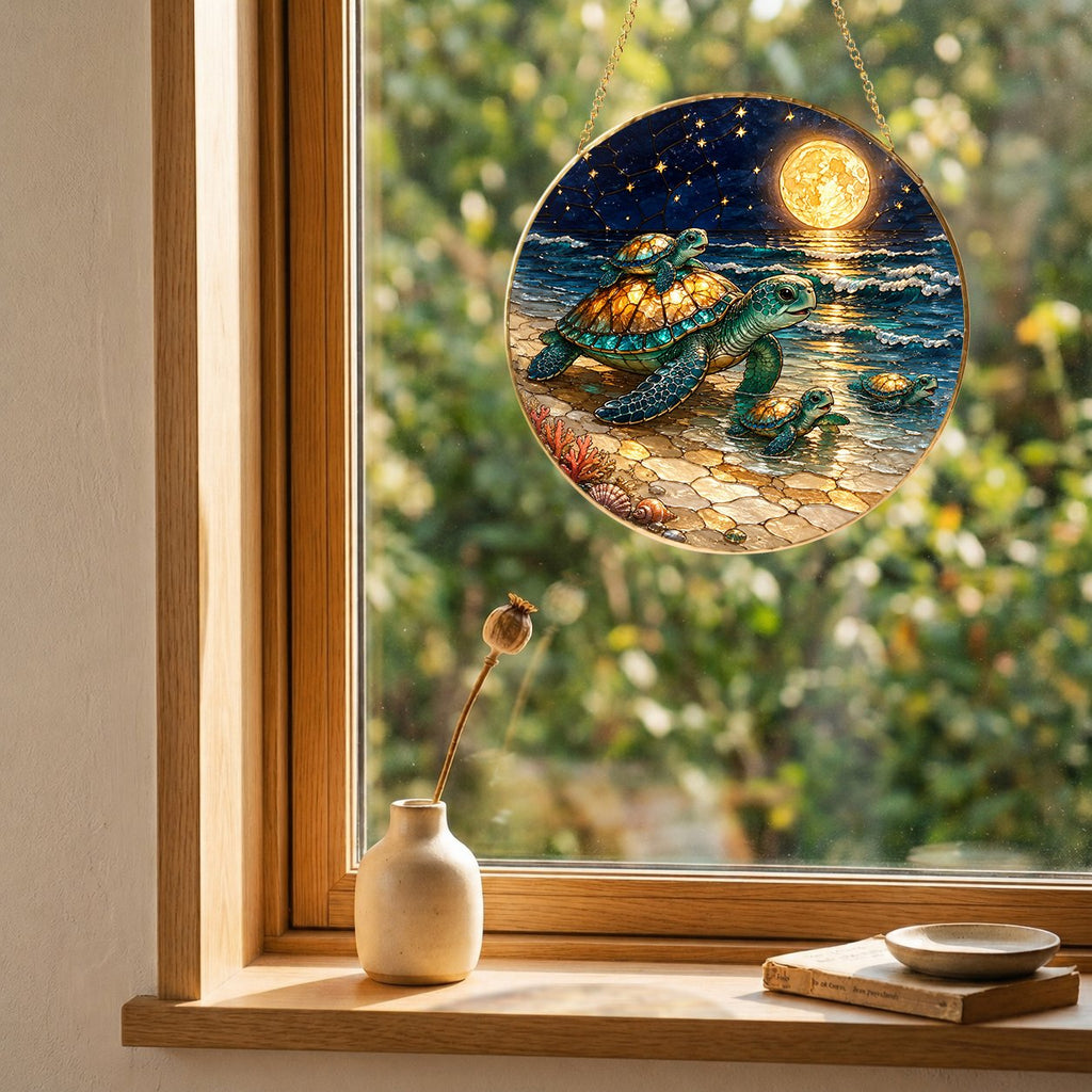 Sea turtle mom and babies suncatcher - view 9