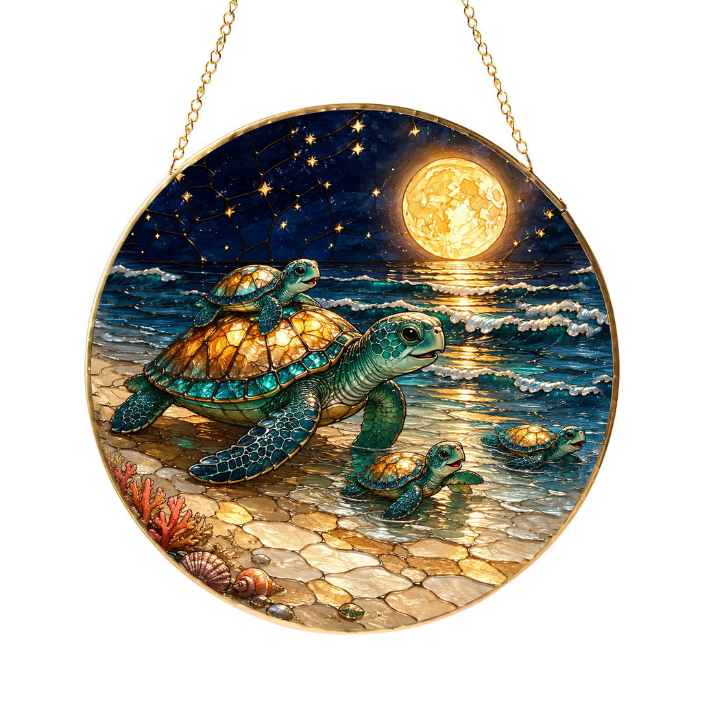 Sea turtle mom and babies suncatcher - view 10