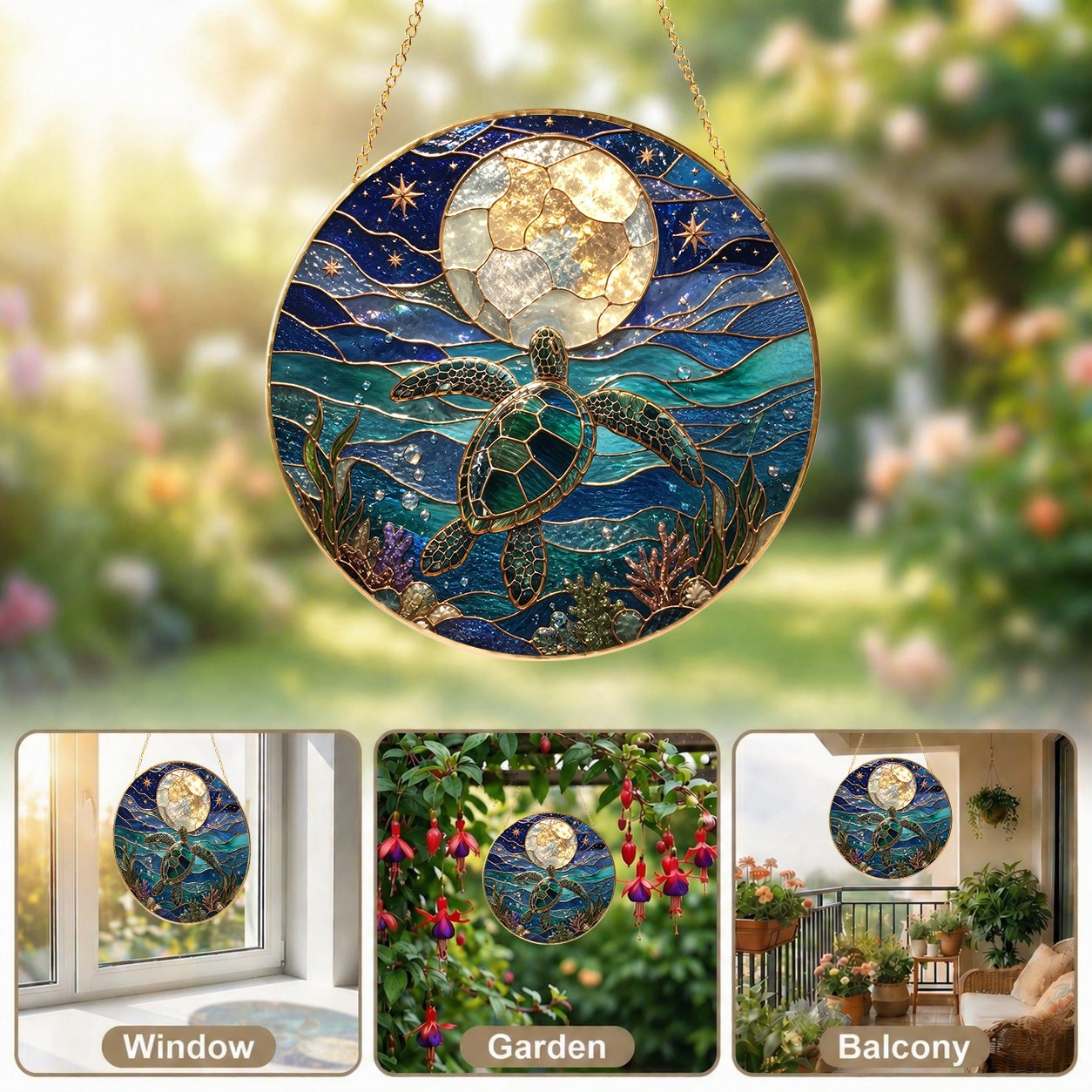 Sea turtle moon suncatcher view 5