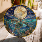 Sea turtle moon stained glass suncatcher lifestyle