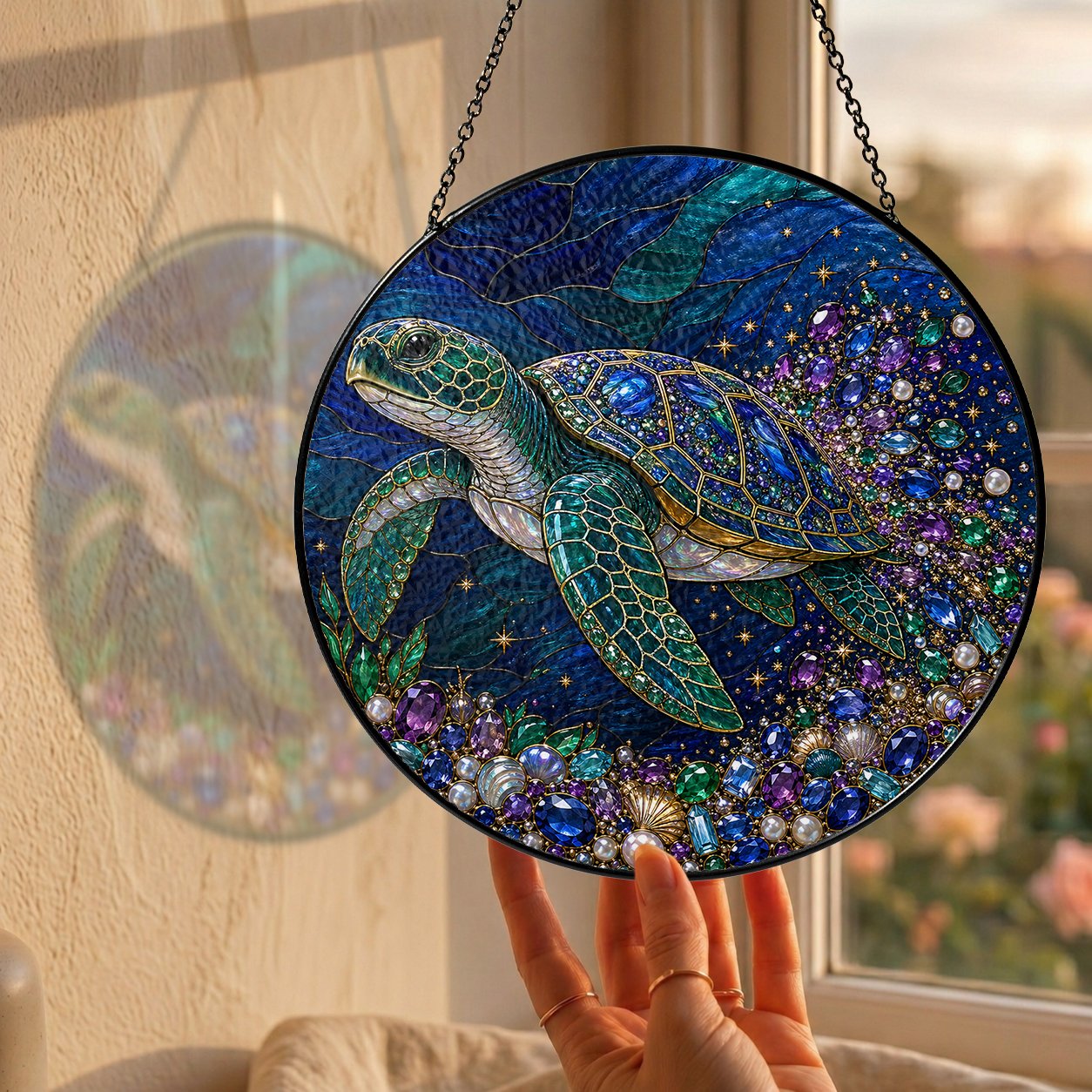 Sea turtle ocean suncatcher view 6