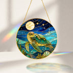 Sea turtle pair stained glass suncatcher clean product view
